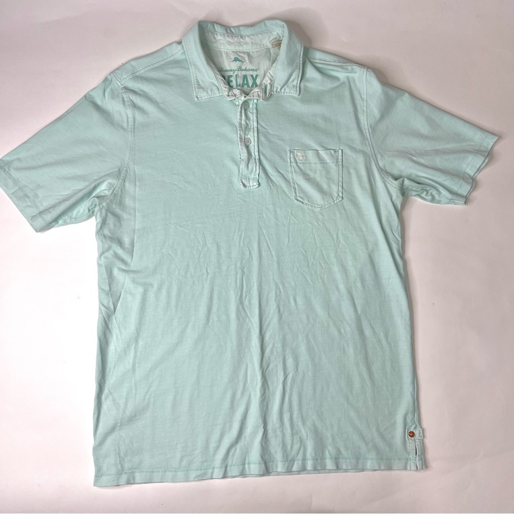 Tommy Bahama Relax Polo Large Teal 100% Cotton